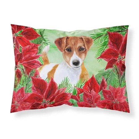Carolines Treasures CK1337PILLOWCASE Jack Russell Terrier Poinsettas Fabric Standard Pillowcase CK1337PILLOWCASE